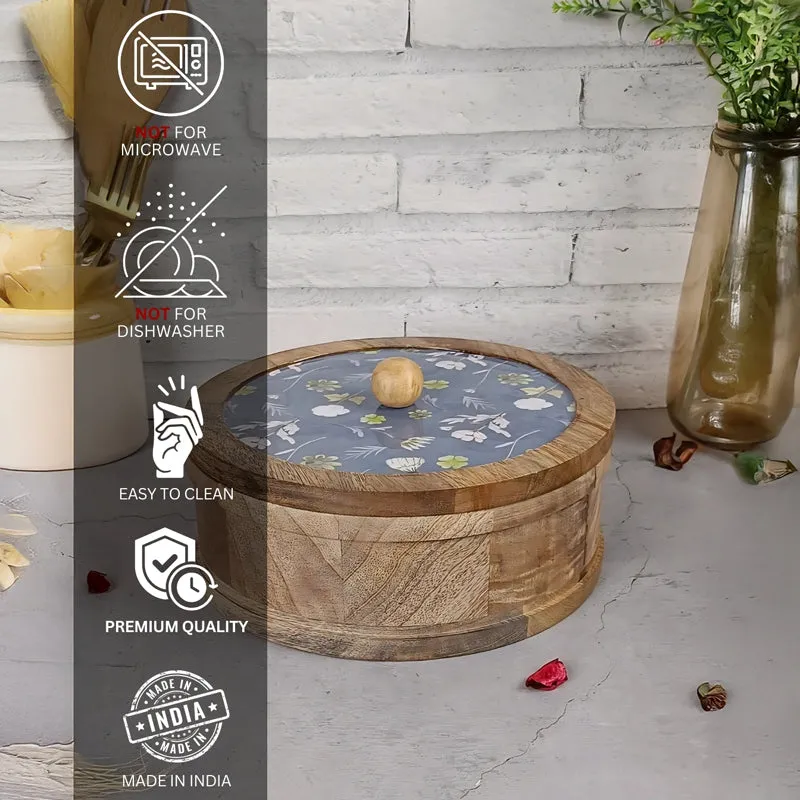 Rasva I Wood Roti Box - Blue & Brown media 7