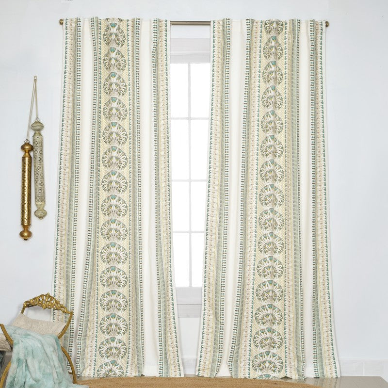 Tranquebar Home Parallel Grace Cotton Curtains(Green) - Set Of Two media 3