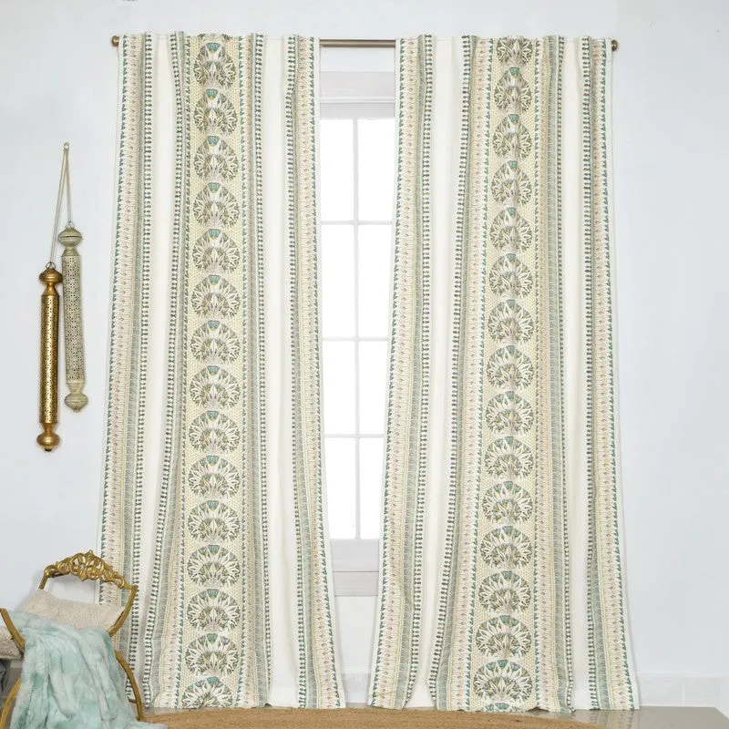 Tranquebar Home Parallel Grace Cotton Curtains(Green) - Set Of Two media 3