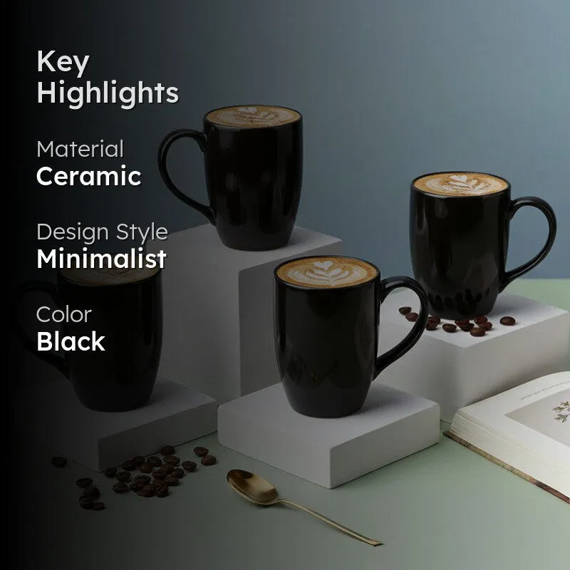 Kopi Ceramic Coffee Mug (Black/350 mL Each) - Set Of Four media 2