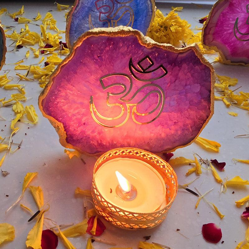 Festive Om Tealight Candle Holder - Purple media 3