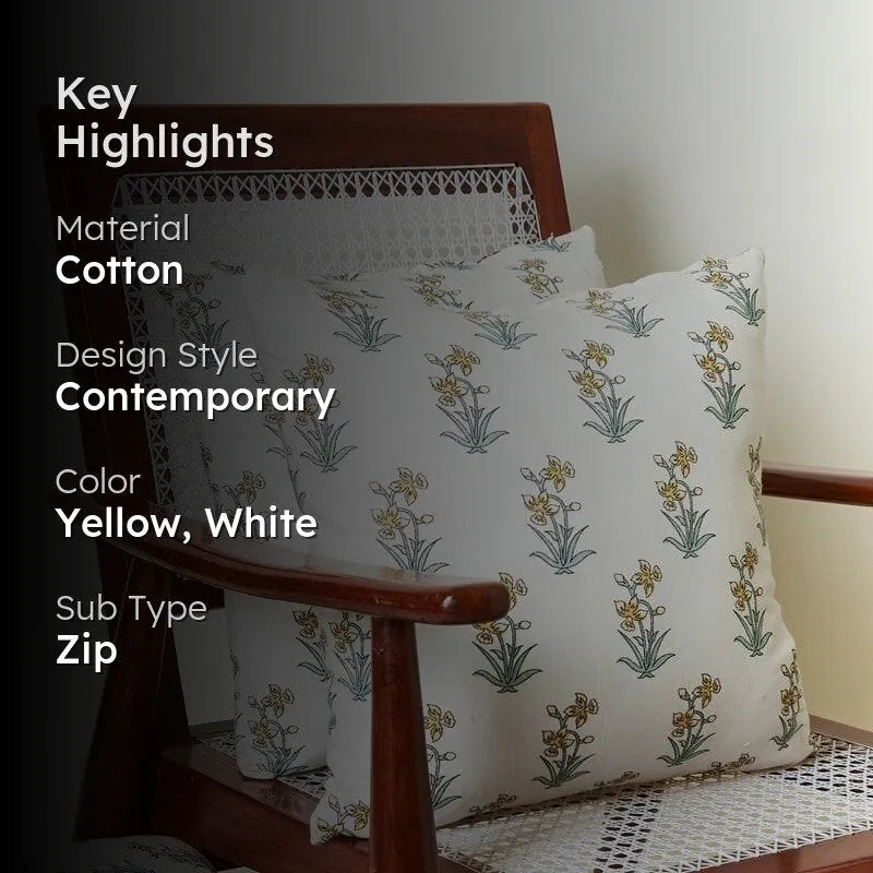 Gulmohar Bagh Cushion Cover (Yellow) - Set Of Two media 2