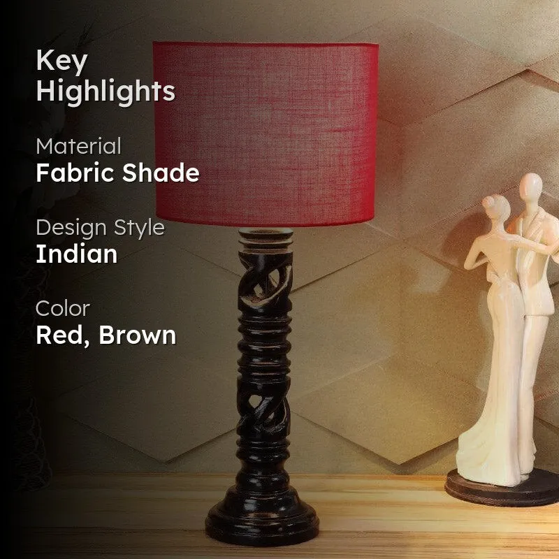 Bloss Wynn Fabric Table Lamp - Red,Brown media 2