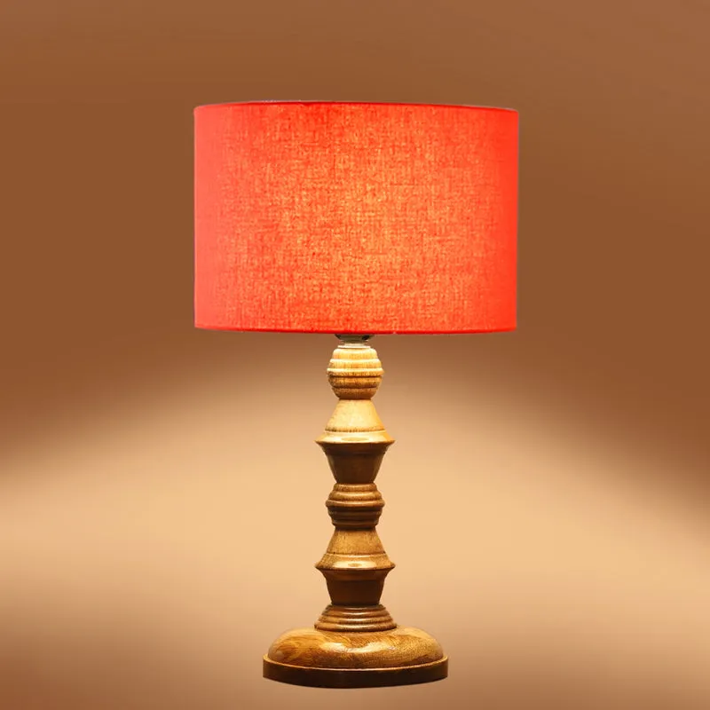 Cotin I Timber Wooden Table Lamp - Orange,Brown media 5