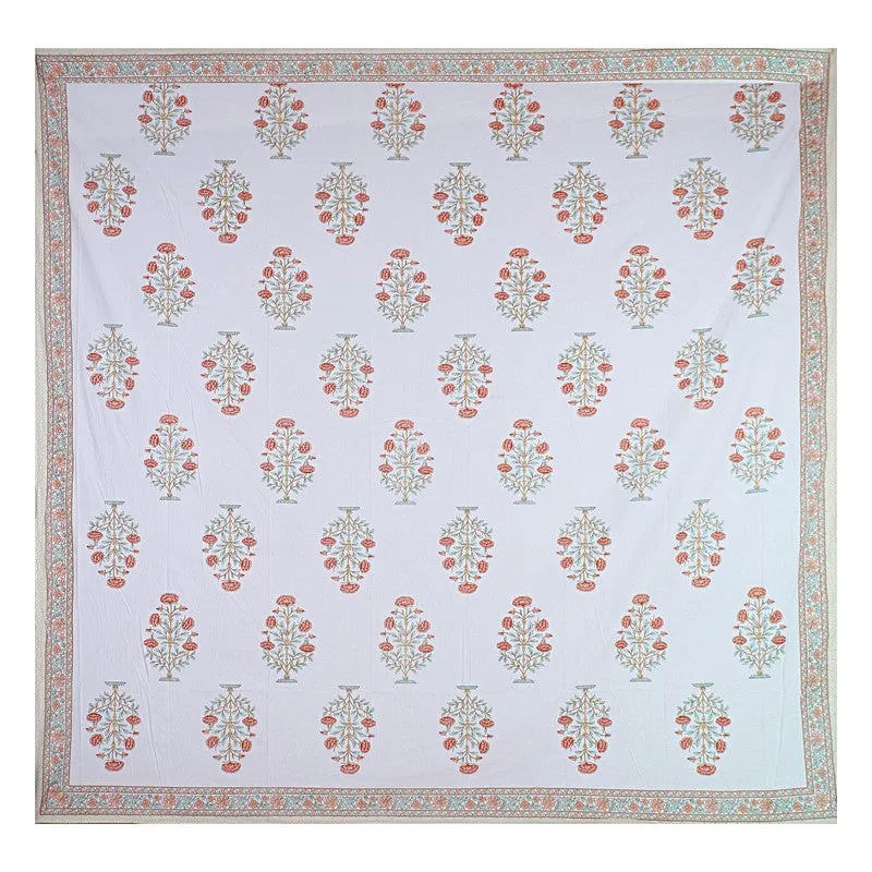 ShahiGuldaan Handblock Printed Cotton Bedsheet (Orange) - 400 TC media 7