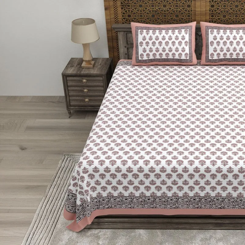 Designio Cotton Bedsheet (Brown,White) - 240 TC media 3