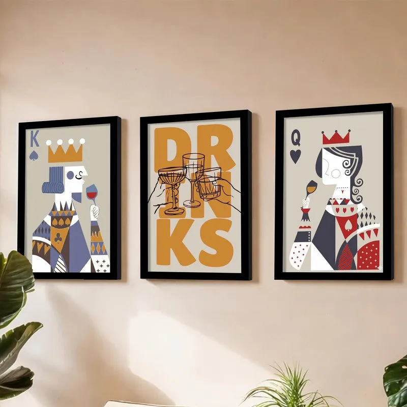 Poker King and Queen Paper Wall Painting With Frame - Set Of Three media 3