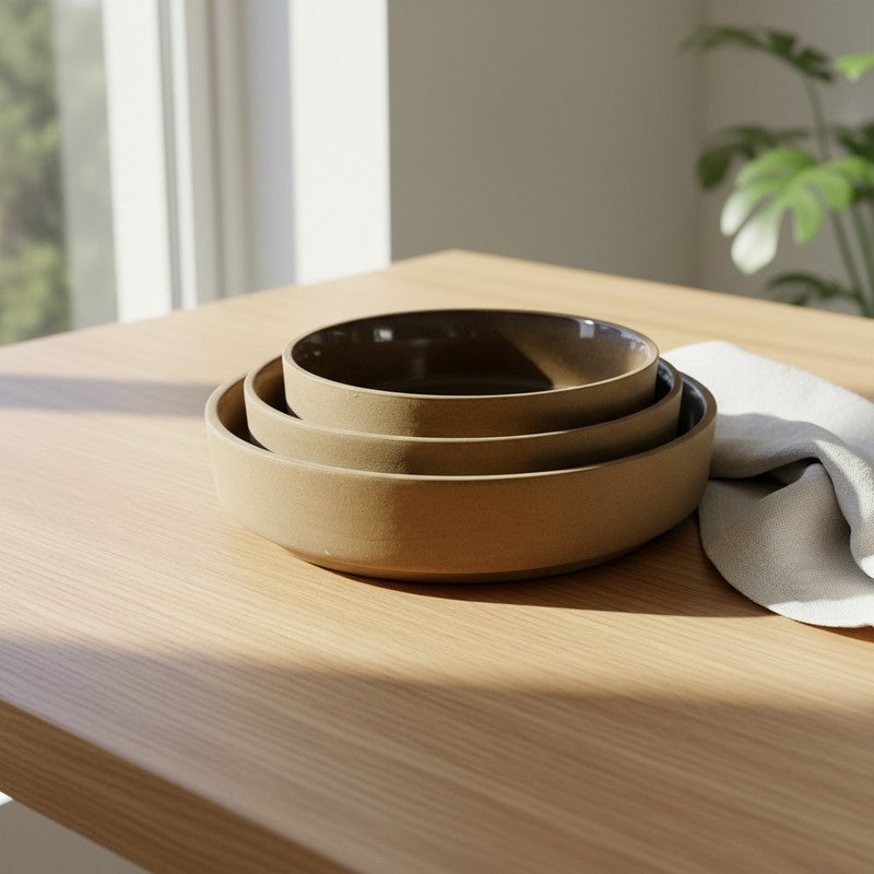 Earth & Amber Salad Bowl (300 mL/500 mL/550 mL) - Set of Three