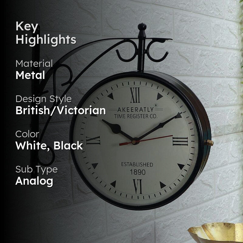 Rija Double Sided Wall Clock - Black media 2