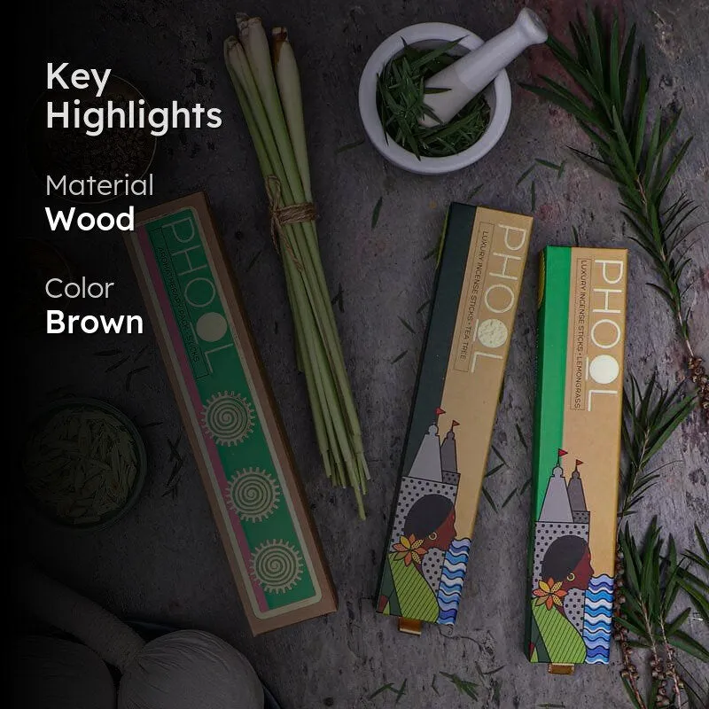 Phool Aromatherapy Combo Pack - Natural Incense Sticks Tea Tree & Lemongrass media 2