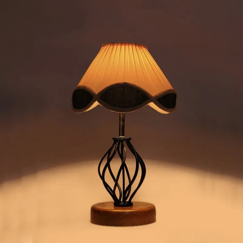 Auralisse Cotton Table Lamp With Wooden Base - Ivory media 6