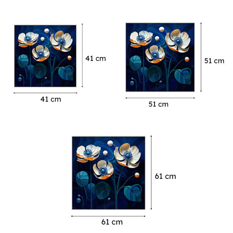 Sapphire Garden Canvas Wall Painting With Frame - White media 6