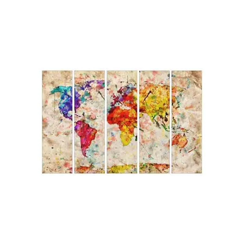 World Map Canvas Wall Art - Five Piece Set media 4