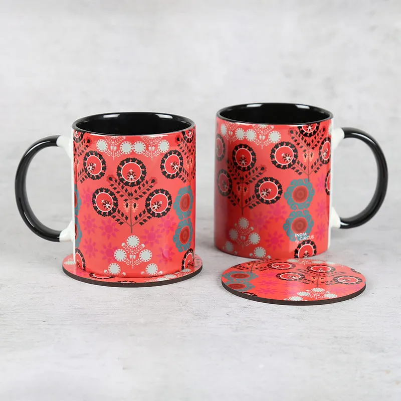 India Circus Arkady Ceramic Mug With Coaster (325 mL Each) - Four Piece Set media 3