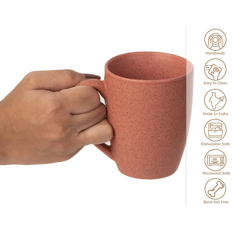 Sip & Style Ceramic Coffee Mug (Pastel Red/300 mL Each) - Set Of Six media 6