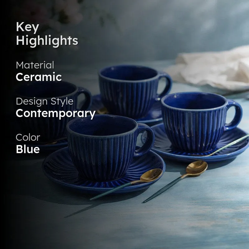 Siplet Cup & Saucer (Blue/150 mL Each) - Set of Four media 2