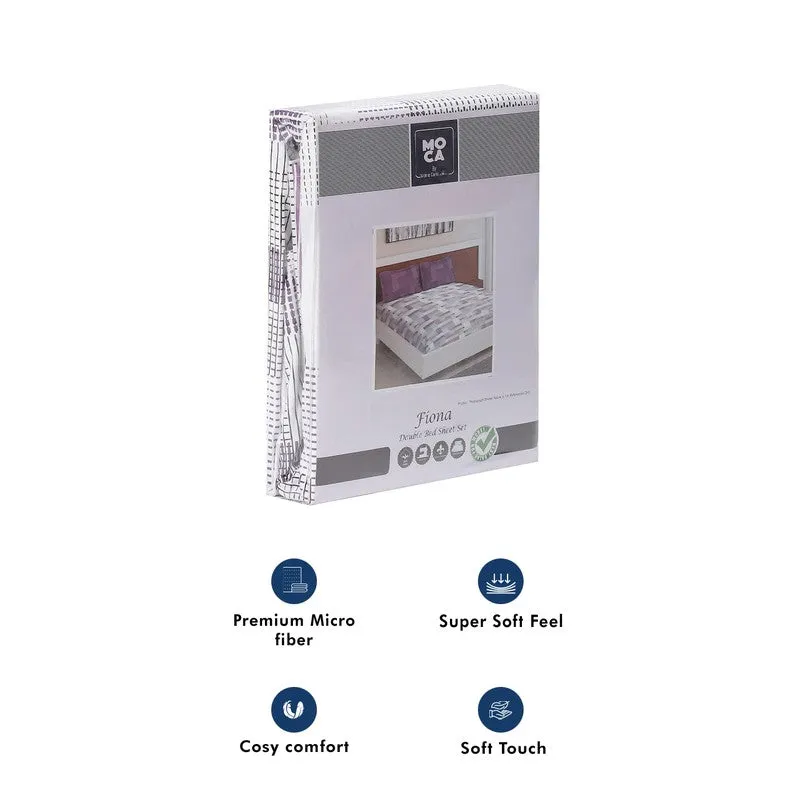 Monte Carlo Checkora Cotton Bedsheet (White,Purple) - 104 TC media 11