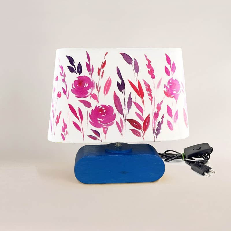 Pastel Bloom Handpainted Fabric Table Lamp - Multicolor media 5