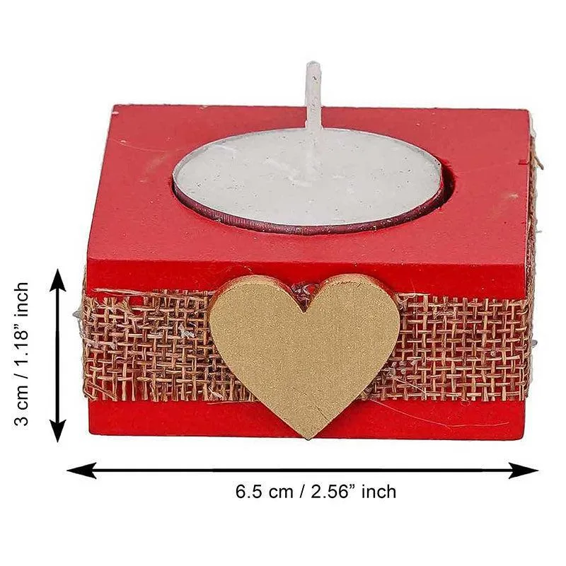 Burning Hearts Wood Tea Light Holder - Set Of Six media 5