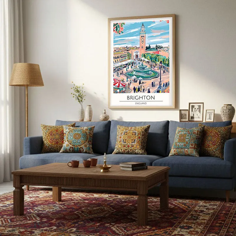 Vintage Brighton Framed Canvas Archival Canvas Wall Painting - Natural Brown Frame media 4