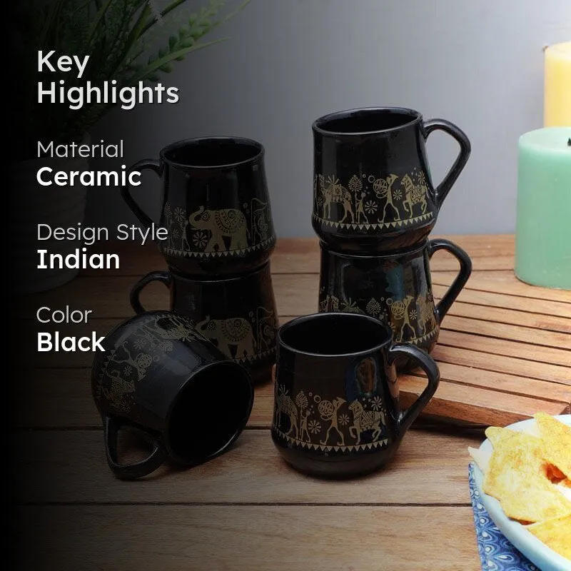 Tribal Ceramic Tea Cup (150 mL Each)  -  Set of Six media 2