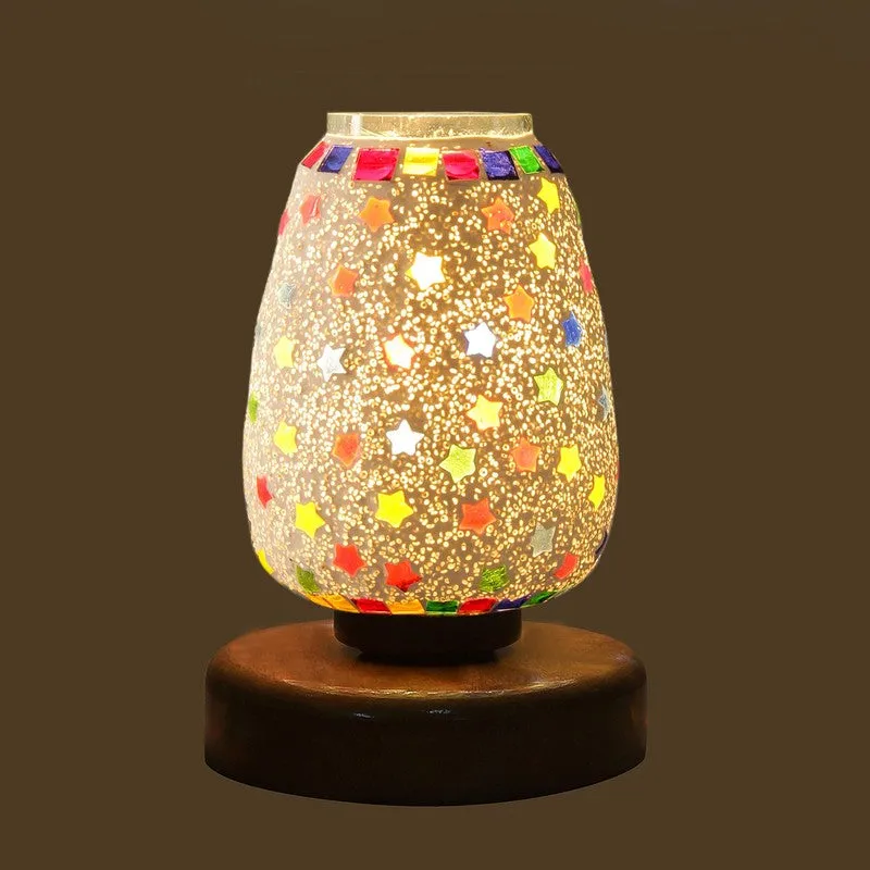 Flareonix Glass Table Lamp With Wooden Base - Multicolor media 6