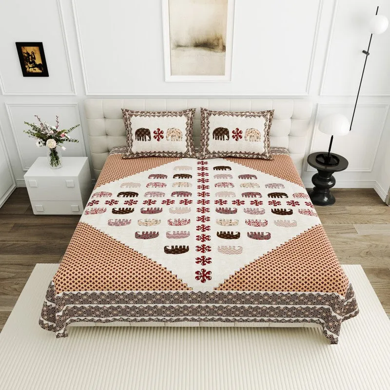 Rajsi Rang Cotton Bedsheet (Brown) - 160 TC media 1