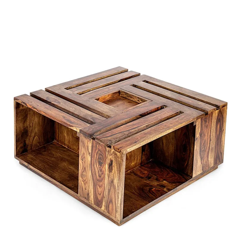 Yervon Sheesham Wooden Center Table - Brown media 5