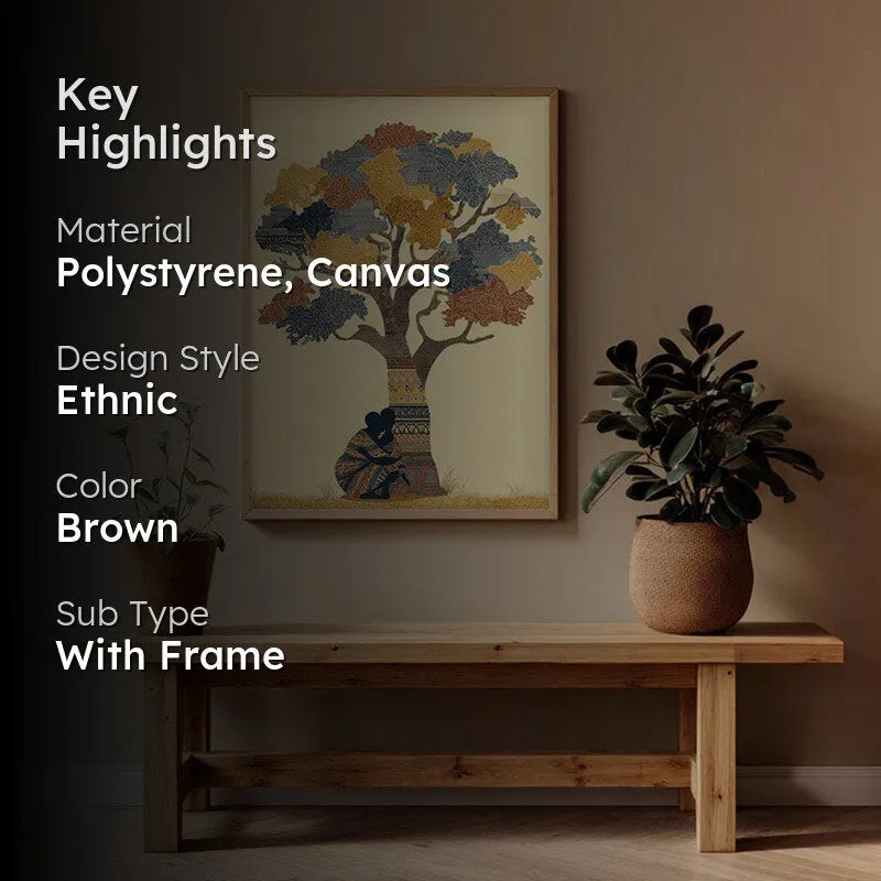 Kalpavriksha Canvas Wall Painting With Brown Frame media 2