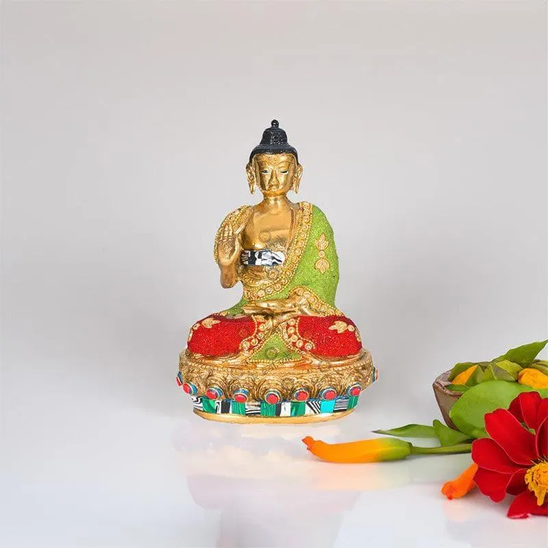 Colourful Gautam Buddha Brass Idol media 1