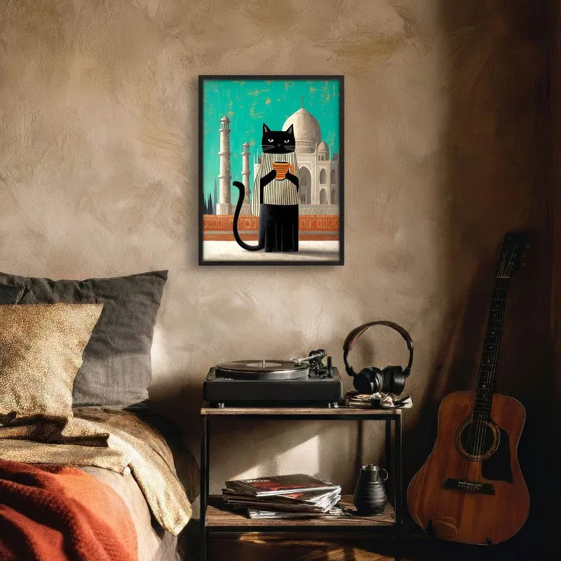 Taj Brew Cat Wall Painting With Frame media 6