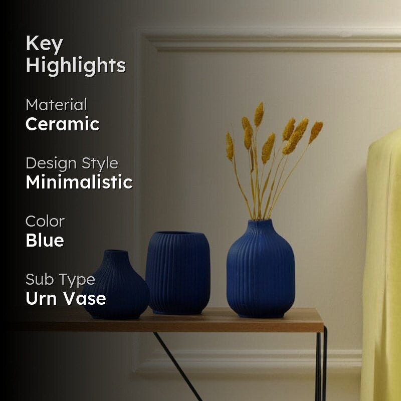 Bisto Vase (Blue) -Set Of Three media 2
