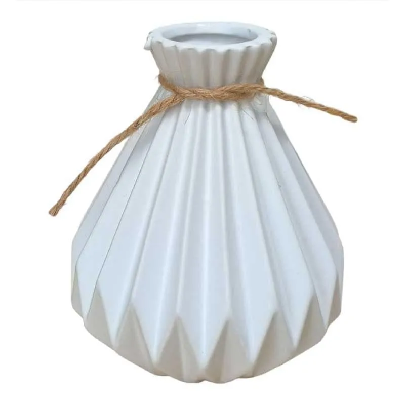 Playful Ceramic Vase - White media 4