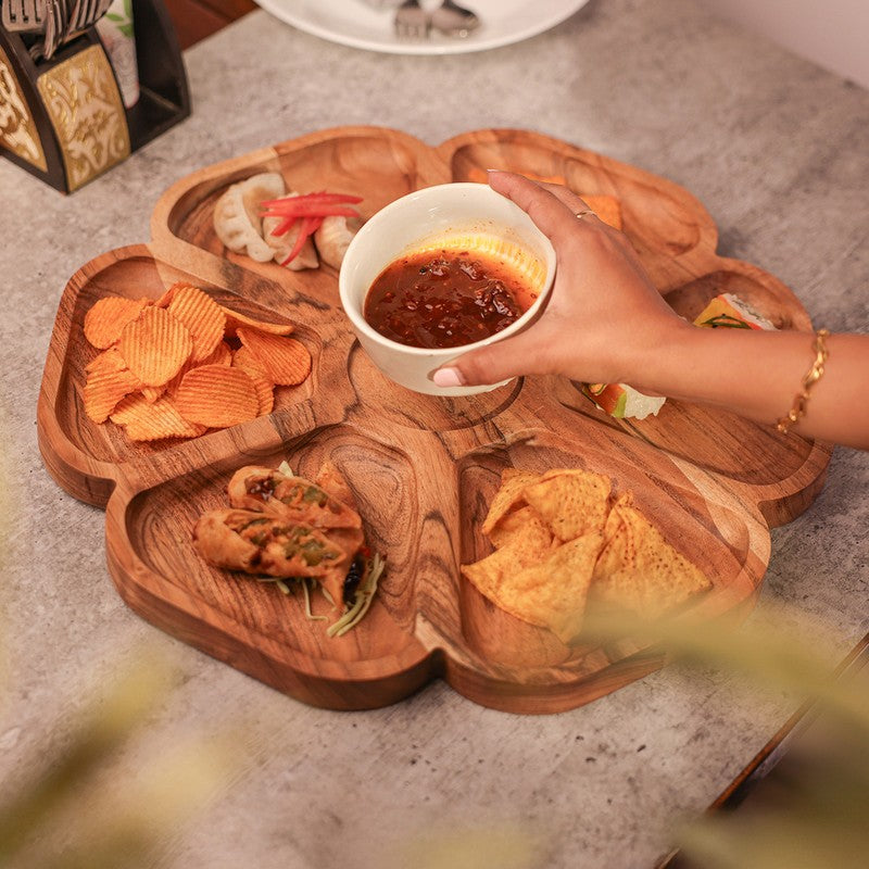 Wood Wave Dining (Wood,Ceramic) Platter - Two Piece Set