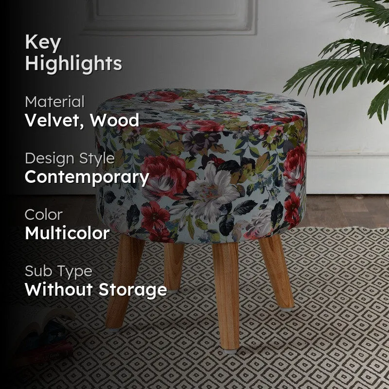 Bloomrise Floral Velvet Ottoman - Multicolor media 2