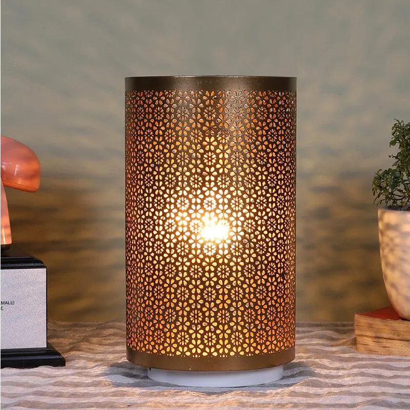 Navya Metal Table Lamp With White Base - Gold media 1