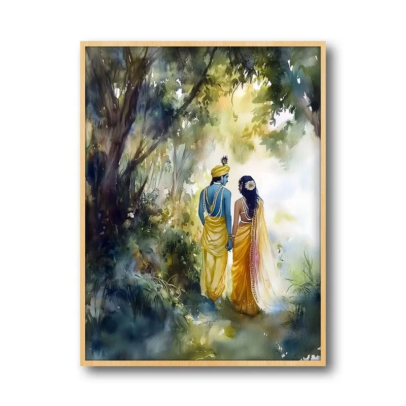 Dhyanasheela Shiva Spiritual Archival Paper Wall Painting - Natural Brown Frame media 5