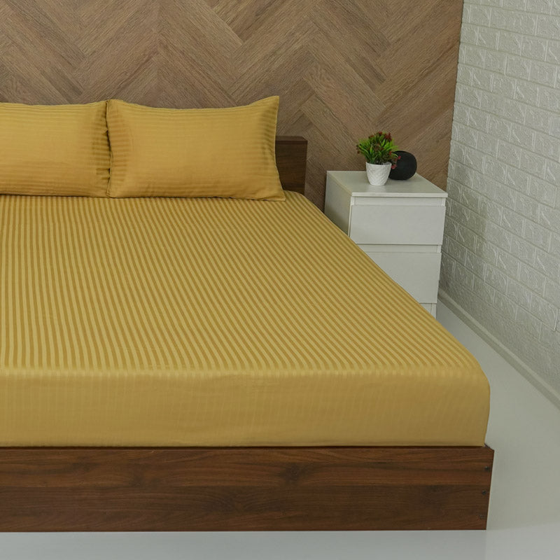 Reposi Striped Cotton Bedsheet (Brown) - 300 TC media 3