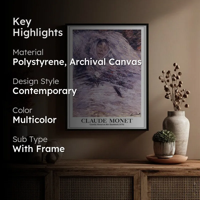 Camille Monet On Her Deathbed Archival Canvas Wall Painting - Black Frame media 2