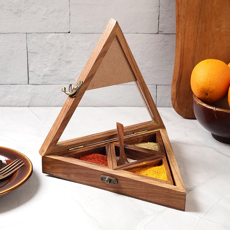 Garza Sheesham Wood Masala Box - Two Piece Set