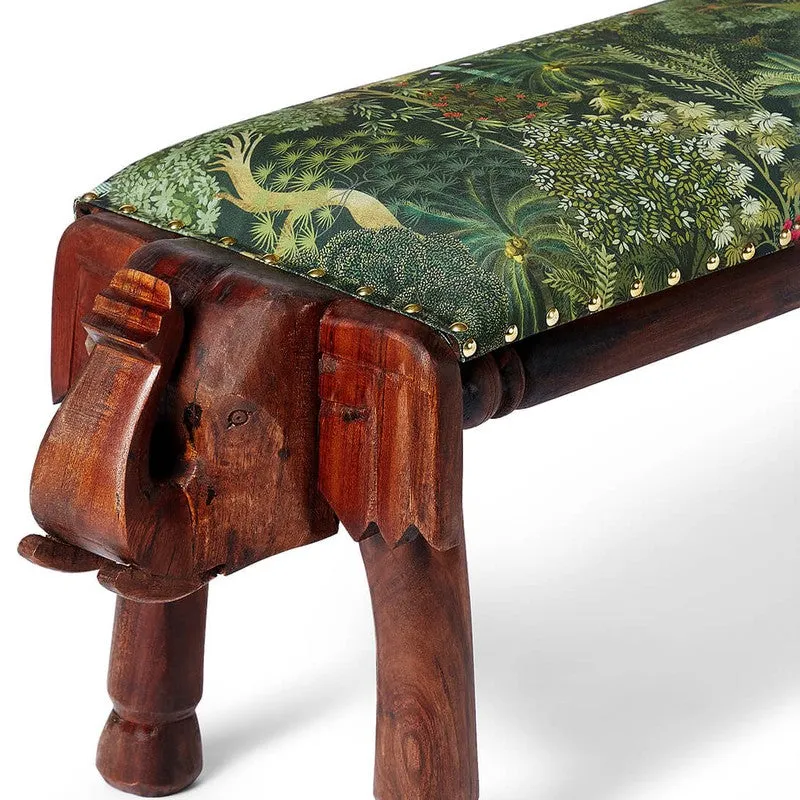 India Circus Acacia Wood Garden of Grace Wooden Elephant Bench media 6