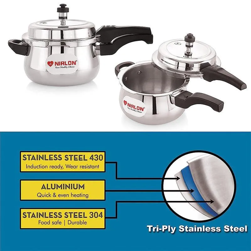 Nirlon Steel Pressure Cooker - 3000 mL/ 8 Inches media 4