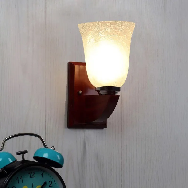 Crystal Bloom Wooden Base Glass Wall Lamp media 3