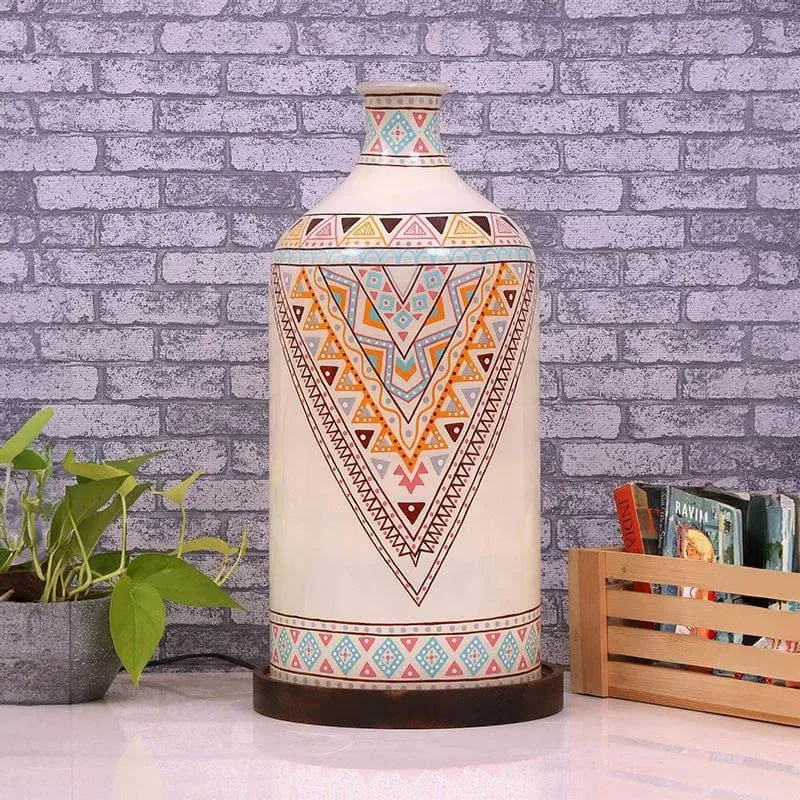 Regal Hand Painted Glass Table Lamp - Multicolor media 3