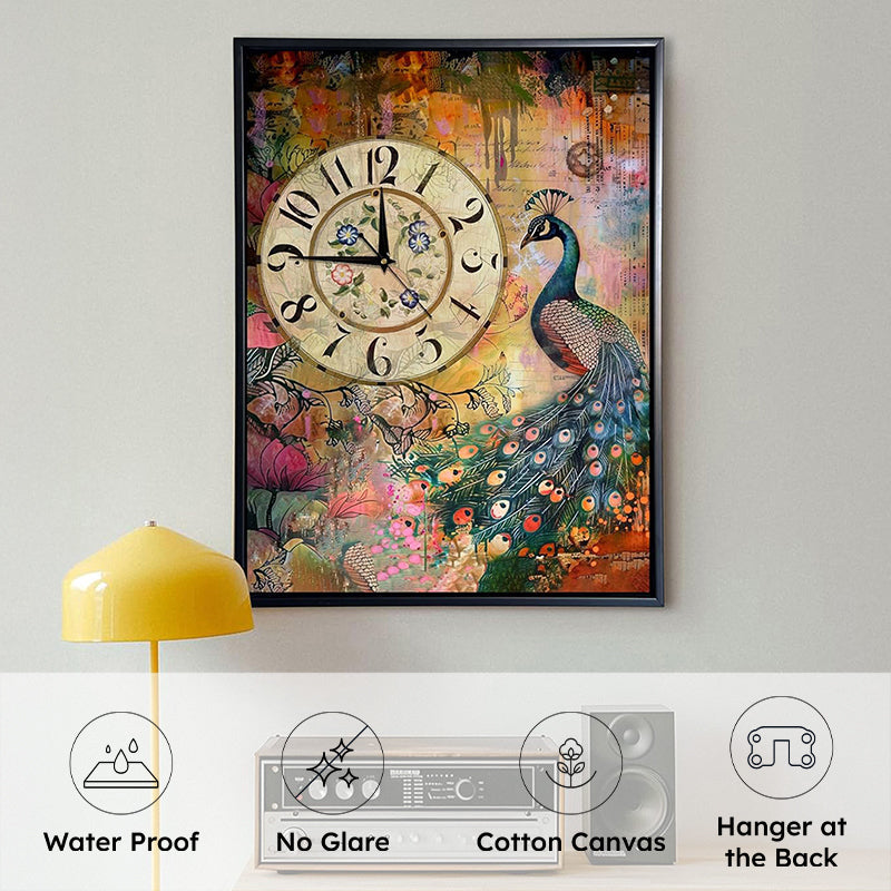 Peacock Of Time Wall Art With Clock media 6