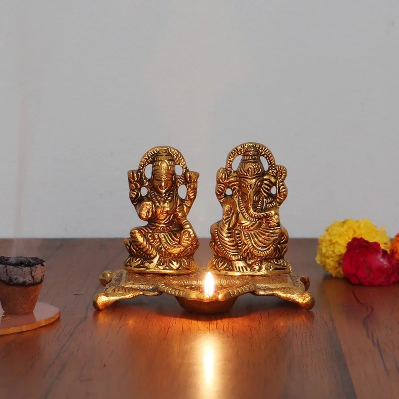 Mahalaxmi Ganesh Diya - Gold media 3