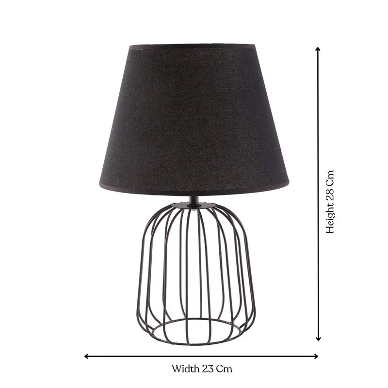 AarviDecor Valen Designer Fabric Table Lamp - Black media 8