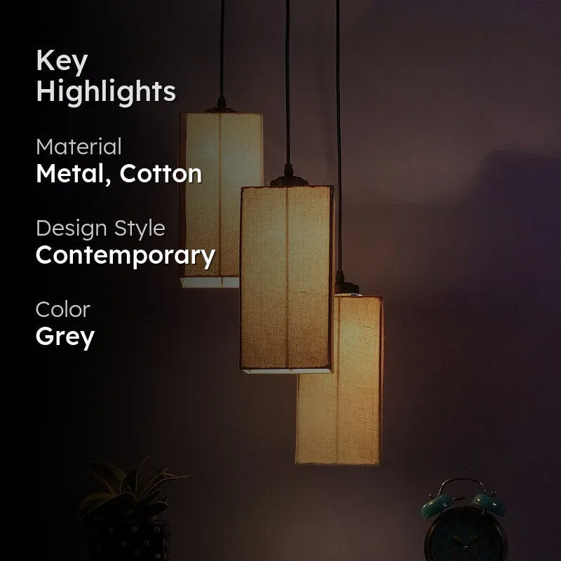 Warm Ivory Triple Metal Ceiling Lamp - Grey media 2