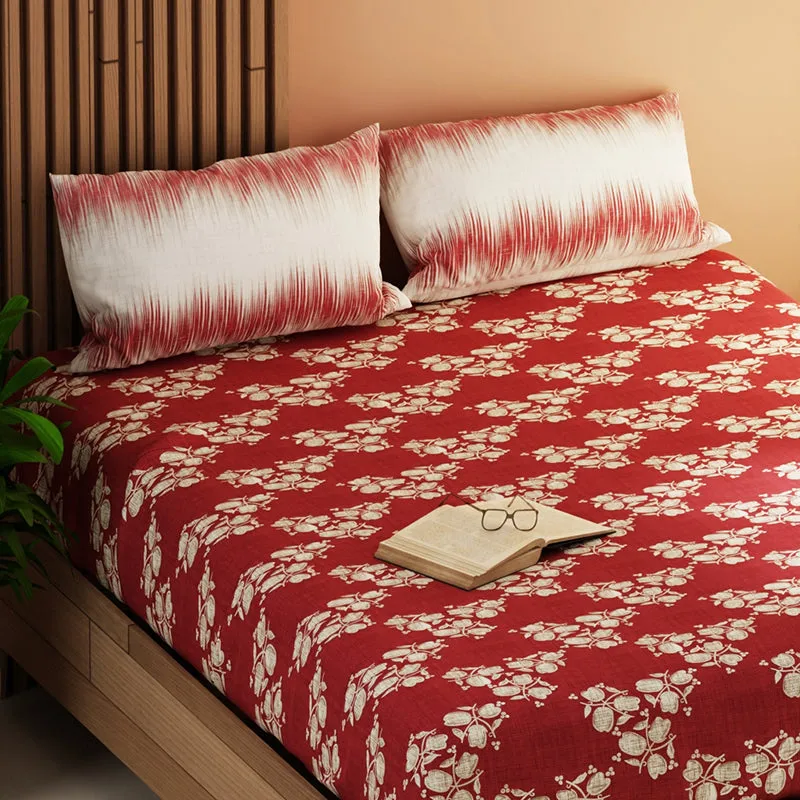 Quincy Floral Microfiber Bedsheet (Red) - 120 GSM media 5