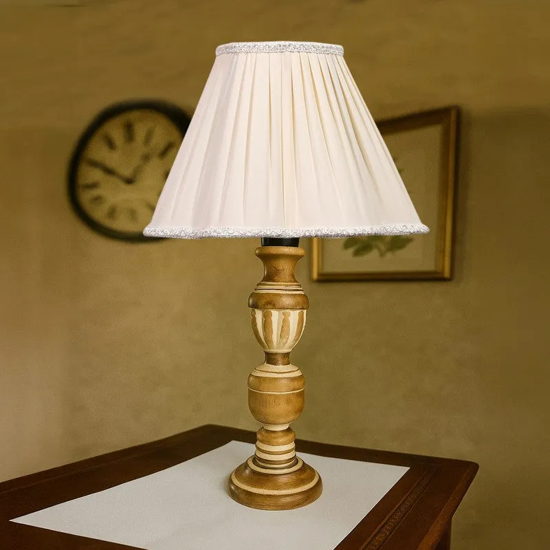 Zenrae Pleat Wooden Table Lamp - OffWhite,Brown media 4